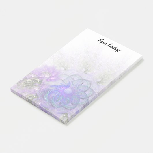 抽象芸術レースのようフローラデザインパープルブルーカスタム ポストイット (アングル)