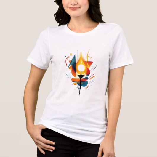 抽象芸術ロウソク炎 | ライ芸術的ト&ファイア トライブレンドTシャツ (正面)
