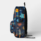抽象芸術ロケットパターン プリントバックパック (右)