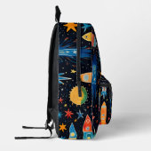 抽象芸術ロケットパターン プリントバックパック (左)