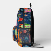 抽象芸術ロケットパターン プリントバックパック (右)