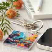 抽象芸術ロックバンド絵を描（ばちゃばちゃ）跳ねる キーホルダー (正面右)