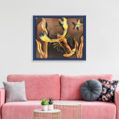 抽象芸術ロブスターアート（青い背景） キャンバスプリント (インサイチュ (リビング))