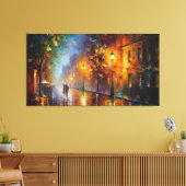 抽象芸術ロマンチックな都市の風景油絵 キャンバスプリント (インサイチュ (リビング))