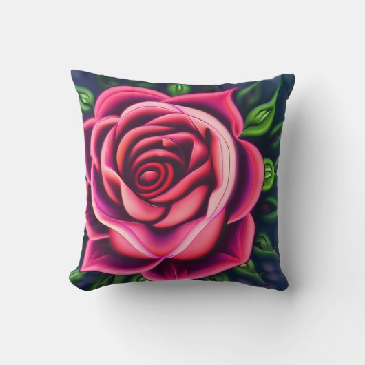 抽象芸術ロマンチックピンクローズ開花 クッション (正面)