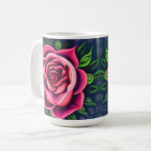 抽象芸術ロマンチックピンクローズ開花 コーヒーマグカップ (正面左)
