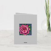 抽象芸術ロマンチックピンクローズ開花 サンキューカード (裏面)