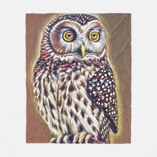 抽象芸術ワイルドネスフォレストフクロウの芸術 フリースブランケット (正面)