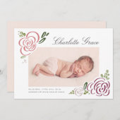 抽象芸術ワイルドフラワーフォト誕生 案内状 (正面/裏面)