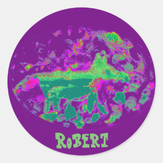 抽象芸術ワイルドライフアートキツネ名前をカスタムする ラウンドシール