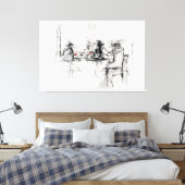 抽象芸術ワインディナーシーン –  キャンバスプリント (インサイチュ (寝室))