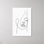 抽象芸術ワンラインアートイラスト（茶色） キャンバスプリント (正面)