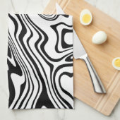 抽象芸術ワープ黒線と白線 – カスタマイズ可能 キッチンタオル (四つ折り)