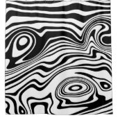 抽象芸術ワープ黒線と白線 – カスタマイズ可能 シャワーカーテン (正面)