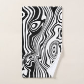 抽象芸術ワープ黒線と白線 – カスタマイズ可能 バスタオルセット (ハンドタオル)