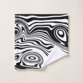 抽象芸術ワープ黒線と白線 – カスタマイズ可能 バスタオルセット (ウォッシュタオル)