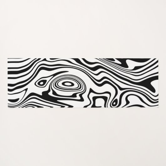 抽象芸術ワープ黒線と白線 – カスタマイズ可能 ヨガマット (裏面(横))