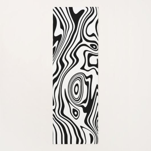 抽象芸術ワープ黒線と白線 – カスタマイズ可能 ヨガマット (裏面)