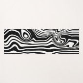 抽象芸術ワープ黒線と白線 – カスタマイズ可能 ヨガマット (正面(横))