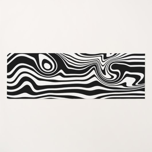 抽象芸術ワープ黒線と白線 – カスタマイズ可能 ヨガマット (正面(横))