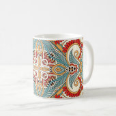 抽象芸術ヴィンテージのグラフィカルな繰り返し壁紙 コーヒーマグカップ (正面右)