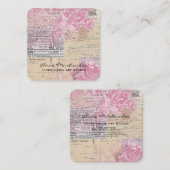 抽象芸術ヴィンテージコラージピンク スクエア名刺 (正面/裏面)