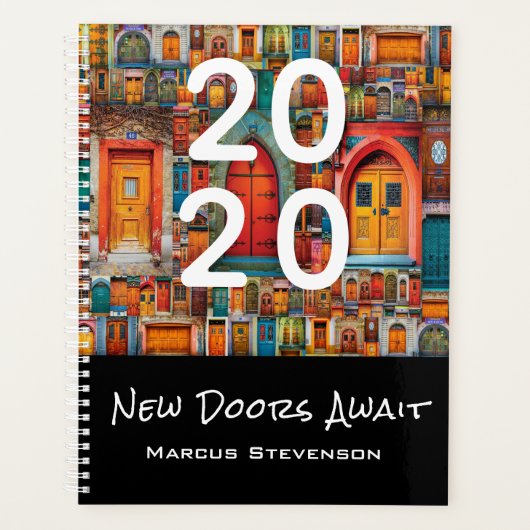 抽象芸術ヴィンテージドアパターン新しいドア待ち プランナー手帳 (正面)