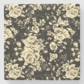 抽象芸術ヴィンテージフローラスパークリングガラス質感 ストーンコースター (正面)