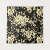 抽象芸術ヴィンテージフローラスパークリングガラス質感 タペストリー (正面(横))