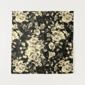 抽象芸術ヴィンテージフローラスパークリングガラス質感 タペストリー (正面)