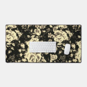 抽象芸術ヴィンテージフローラスパークリングガラス質感 デスクマット (キーボード&マウス)