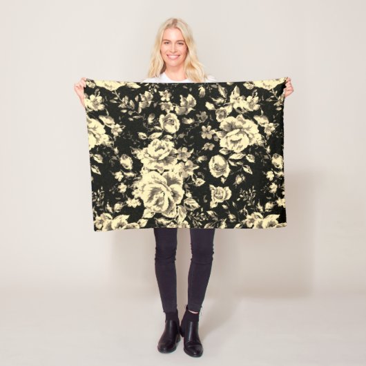 抽象芸術ヴィンテージフローラスパークリングガラス質感 フリースブランケット (インサイチュ)