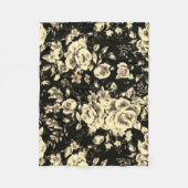 抽象芸術ヴィンテージフローラスパークリングガラス質感 フリースブランケット (正面)