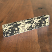 抽象芸術ヴィンテージフローラスパークルガラスモノグラム デスクネームプレート (側面)