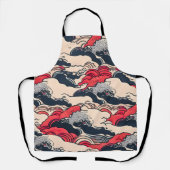 抽象芸術ヴィンテージ海波日本のスタイル芸術 | エプロン (正面)