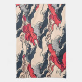 抽象芸術ヴィンテージ海波日本のスタイル芸術 | キッチンタオル (縦)