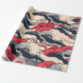 抽象芸術ヴィンテージ海波日本のスタイル芸術 | ラッピングペーパー (アンロールド)