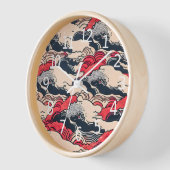 抽象芸術ヴィンテージ海波日本のスタイル芸術 | 壁時計 (傾斜)