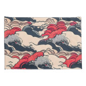 抽象芸術ヴィンテージ海波日本のスタイル芸術 | 枕カバー (裏面-右)