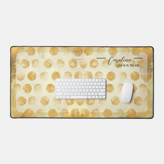 抽象芸術ヴィンテージ金ゴールドジオメトリパターン名 デスクマット (キーボード&マウス)