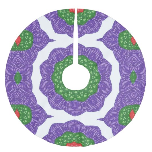 抽象芸術万華鏡のように千変万化するパターンクリスマスボールツリースカート ブラッシュドポリエステルツリースカート (正面)