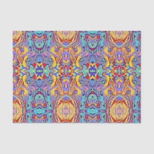 抽象芸術万華鏡のように千変万化するパターンフクロウ（明るい原色） 薄葉紙 (正面)