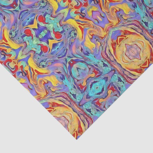 抽象芸術万華鏡のように千変万化するパターンフクロウ(明るい原色) 薄葉紙 (詳細)