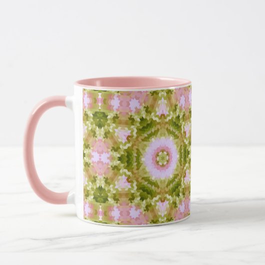 抽象芸術万華鏡のように千変万化するパターン丸 マグカップ (左)