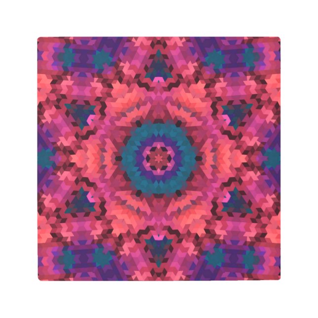 抽象芸術万華鏡のように千変万化するパターン丸 メタルプリント (正面)