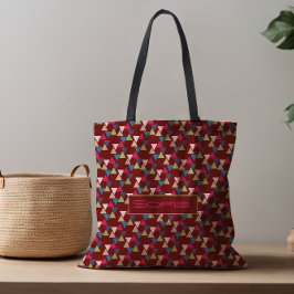 抽象芸術三角形のパターン名ダークレッドトートバッグ トートバッグ