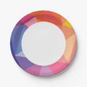 抽象芸術三角形カラフルパターン ペーパープレート (正面)