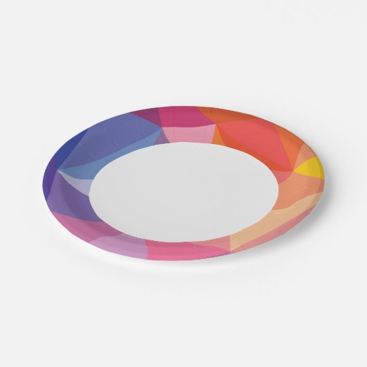 抽象芸術三角形カラフルパターン ペーパープレート (アングル)