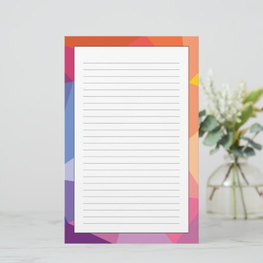 抽象芸術三角形カラフルパターン 便箋 (スタンド正面)