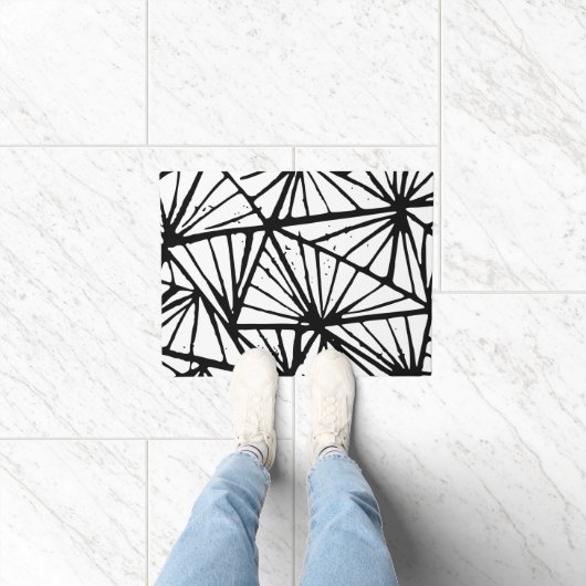 抽象芸術三角形リノプリントドアマット ドアマット (室内)